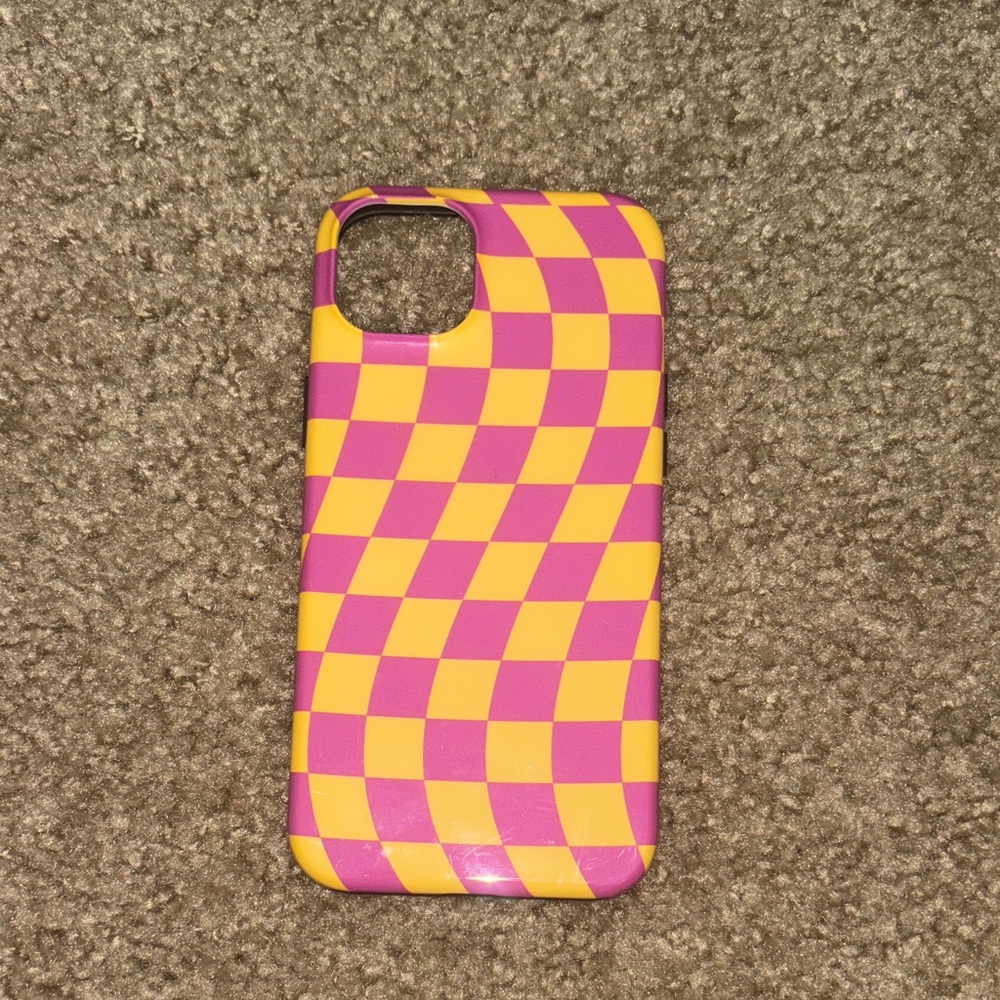 Vibrant Yellow and Pink Checkered Phone Case